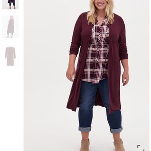 🍀5/$45🍀 SUPER SOFT SLUB BURGUNDY PURPLE OPEN FRONT LONGLINE CARDIGAN